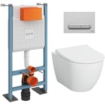 Pack wc Bâti-support autoportant V-Fix Core + wc sans bride S60 + abattant + Plaque chrome mat (VFTFS60-5) - Vitra