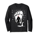 Bigfoot Christmas Loch Ness Santa Hat Lights Snowflakes Xmas Long Sleeve T-Shirt