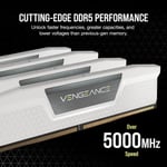 Mémoire CORSAIR VENGEANCE DDR5 64Go 2x32Go 5200MHz CL40 Intel XMP Compatible iCUE - Blanc