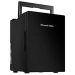 Russell Hobbs Black Mini Fridge RH8CLR8001B 8 Litre/10 Can Portable Cooler & Warmer for Drinks, Cosmetics/Makeup/Skincare, AC/DC Power, Retro Style, Black, For Bedroom, Home, Caravan, Car (Black)