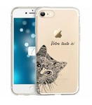 Coque Iphone 7 PLUS 8 PLUS chat personnalisee noir transparente