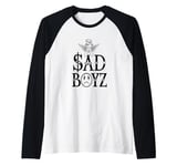 Junior Sad Boyz Crying Cherub Angel With Halo And Wings Raglan Baseball Tee