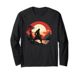 Cool looking ninja with mountains and sunset outfit Long Sleeve T-Shirt