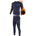 MEETYOO Ensemble de sous-Vêtements Thermiques Homme, Sport Base Layer Maillot Manches Longues Pantalon Quick Dry Sou Vetement pour L'entraînement Ski Running Randonnée, Bleu, Taille L