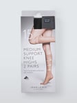 John Lewis 15 Denier Medium Support Knee High Tights, Pack of 2