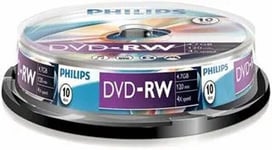 10 Philips DVD-RW DVD - 10 Blank re- Recordable DVD Discs 1x 4x 4.7GB 120min