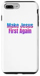 Coque pour iPhone 7 Plus/8 Plus Bleu rose Make Jesus First Again