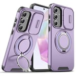 BAFUGU Coque pour Samsung Galaxy A16 5G [Protection d'appareil Photo Slide Camera] [Rotation de 360 Support Invisible] Case Antidérapant & Antichoc Case pour Samsung A16-Violet