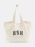 HUSH Charlotte Canvas Graphic Tote Bag, Ecru