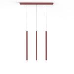 LUMICOM - STELO TRACK 3X Suspension, LED INTEGREE, 12.6W, 4000K, métal, rouge cowhide, H.60cm