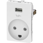 LK Fuga stikkontakt - 1½ modul - med 5V USB lader - Hvid