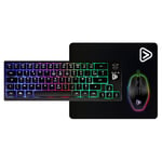 Désignation Amazon : Onlan - PG-7 Pack Gaming – Clavier Compact rétroéclairé AZERTY – Souris RGB 3200 DPI – Tapis de Souris Anti-dérapant – Molette multimédia