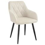 WOLTU Chaise Salle à Manger, Fauteuil Salon, Chaise Scandinave, Chaise de Cuisine en Velours, Assis Rembourré avec Accoudoirs et Dossier, Pieds en Métal, Blanc, BH352cm-1