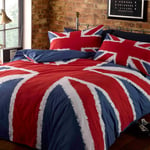 UNION JACK FLAG SINGLE DUVET COVER SET ENGLAND GREAT BRITAIN BEDDING BLUE RED