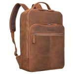 STILORD 'Pietro' Sac à Dos d'affaires Cuir Grand AAC à Dos pour Ordinateur Portable 15.6 Pouces Vintage Backpack pour Bureau Travail Business Trolley XL, Couleur:Tan - Marron - Scuro