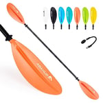 Abahub Pagaie Kayak réglable 220cm à 240cm Rame Double Paddle Aluminium avec Paddleline pour Kayak Aviron Bateau Canoë, Lames en Plastique Noir/Blanc/Bleu/Vert/Orange/Jaune/Turquoise