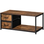 Eggree - Table de Chevet avec 2 Tiroirs en Tissu, Table D'appoint, Table Basse de Salon, Petit Meuble de Rangement Style Industriel, 100 x 50 x