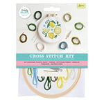 Simply MAKE Kit de broderie au point de croix – Motif citrons pour enfants et adultes, avec cerceau, fil à broder, tissu et aiguille – Parfait pour les travaux manuels adultes et débutants – Kit de