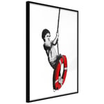 Plakat - Banksy: Boy on Rope - 30 x 45 cm - Sort ramme