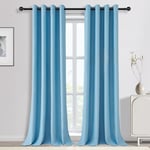 Topfinel blue bedroom curtains 90 Drop, Eyelet Blackout Curtains Soft and Drapey Fabrics for Living Room 46x90 Inch (W117 x L228 CM 2 Panels)