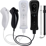 2x Manette Wiimote remote et Nunchunk QUMOX Compatible pour Nintendo Wii et Wii U Noire ET blanche