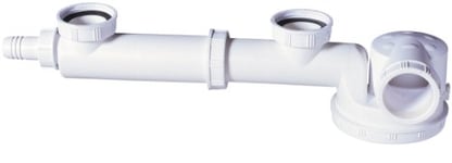 Wirquin 30723640 Siphon d'évier gain de place Espace et tubulure de raccordement pour évier 2 bacs, blanc