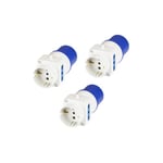 POLYPOOL - PP0642.3 Adaptateur industriel triple avec fiche IEC309, 2 prises civiles bivalentes et prise Schuko - Kit de 3 adaptateurs