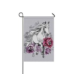 VinMea Long Polyester Garden Flag 12 x 18 inch Running White Horse Decorative Wedding Anniversary Home Outdoor Decor