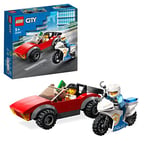 LEGO 60392 City La Course-Poursuite De La Moto De Police, Jouet Voiture De Course Et 2 Minifigurines Policiers, Idée Cadeau Anniversaire, Enfants 5 Ans