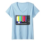 Womens No Signal 70s 80s Television Screen Retro Vintage Funny TV V-Neck T-Shirt