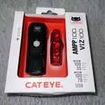 Cateye Ampp 100 / Viz 100 Front And Rear Bike Light Set Rechargeable