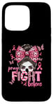 Coque pour iPhone 15 Pro Max Ruban rose « Pray Fight Believe » pour la sensibilisation au cancer du sein