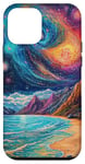 Coque pour iPhone 12 mini Paysage de plage galactique merveilleux art