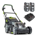 Murray 2x18V (36V) Tondeuse à gazon Lithium-Ion 37 cm de largeur de coupe IQ18WM37, garantie 5 ans + Murray Souffleur 18V Lithium-Ion Machine seule IQ18LB, Vitesse d'air 225 KM/h