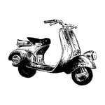 Vintage motor scooter vector illustration hand graphics - Old turquoise scooter Italy