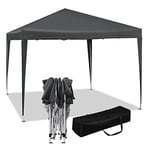 WOLTU Tonnelle de Jardin Tente Pliante Auvent Pliable Imperméable Protection du Soleil UV 50+ Sac de Transport Inclus Facile à Installer Hauteur Réglable 3x3m Anthracite