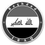 2 x Vinyl Stickers 25cm (bw) - Iraq Baghdad Flag Travel Stamp  #40264