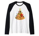 Funny Pizza on Earth Christmas Tree Merry Crust-mas Pizzamas Raglan Baseball Tee