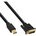 InLine 17223 Mini DisplayPort to DVI Cable, Mini DisplayPort Male to DVI-D 24+1 Male, Black/Gold, 3 m