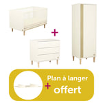 Sauthon Chambre Trio Paloma : Little Big Bed 140X70 Blanc Paloma, Commode 3 Tiroirs Paloma; Armoirette 1 Porte