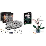 LEGO 75192 Star Wars Millennium Falcon, UCS Set, Model Kit to Build with Han Solo, Princess Leia & Chewbacca Minifigures & 10311 Icons Orchid Artificial Plant Building Set with Flowers
