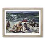 Big Box Art Lovis Corinth The Beaches of Forte del Marmi Framed Wall Art Picture Print Ready to Hang, Oak A2 (62 x 45 cm)