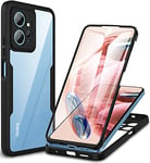 CENHUFO Coque Xiaomi Redmi Note 12 4G, Antichoc Housse avec Protection écran, 360 Degrés Téléphone Case Robuste Double Face Bumper Transparent Etui Intégrale Coque pour Redmi Note 12 4G - Noir