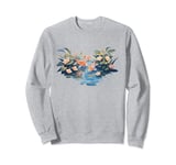 four koi fish japanese carp asian goldfish flowers lily pads Sweatshirt