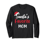 Santas Favorite Mom Gift Christmas Funny Xmas Pajama Long Sleeve T-Shirt