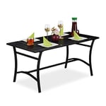 Relaxdays Table de Jardin rectangulaire, terrasse et Balcon, Robuste et Solide, métal, HLP 55,5x120x60 cm, Noir