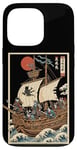 Coque pour iPhone 13 Pro pirate bateau de chats pirates drôle anime ukiyo-e style graphique