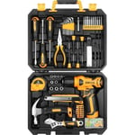 Caisse a Outil Avec Perceuse Visseuse Multifonction Sans Fil 8V, 126 Pièces Malette Outils complete