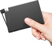 3500mah Mini Power Bank, Chargeur Portable Usb C Avec Câble Intégré, Petite Batterie Externe Compatible Avec Samsung, Xiaomi, Huawei,Tablettes Et Plus