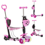 AREBOS Trottinette Rose Cityroller Roues LED-XXL pour Enfants Frein de Marche